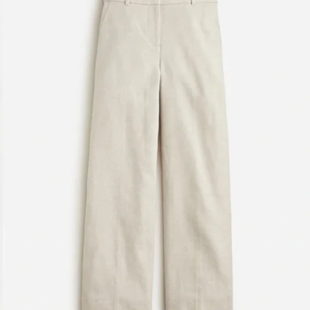 J. Crew Tan Linen Wide Leg Pants with menswear Fit and Lightweight Fabric